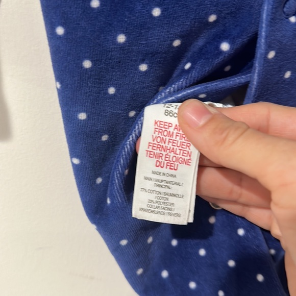 • Baby Boden • Little Girls Blue Dotty Velour Kitten Pocket Dress 12-18 Months - Picture 4 of 4